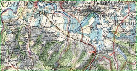 Gué de Quinquil sur la carte d'Etat-Major de 1900