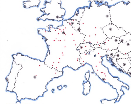 Cette carte des représentations du pendu-dépendu en Europe montre qu'elles ne sont pas liées à des chemins vers Compostelle