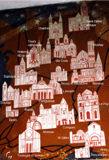 Représentation des chemins de Compostelle dans l'églie Saint-Jacques de Montrouge Représentation des chemins de Compostelle dans l'églie Saint-Jacques de Montrouge