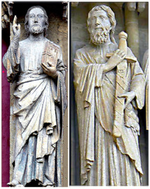 Jésus et Jacques au portail de la cathédrale d'Amiens