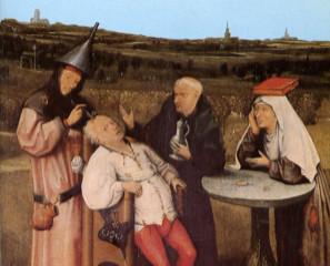 Une trépanation, par Jérôme Bosch (musée du Prado, Madrid)