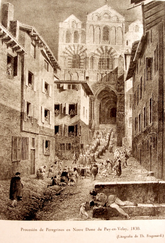 Prrocession sortant de la cathédrale du Puy