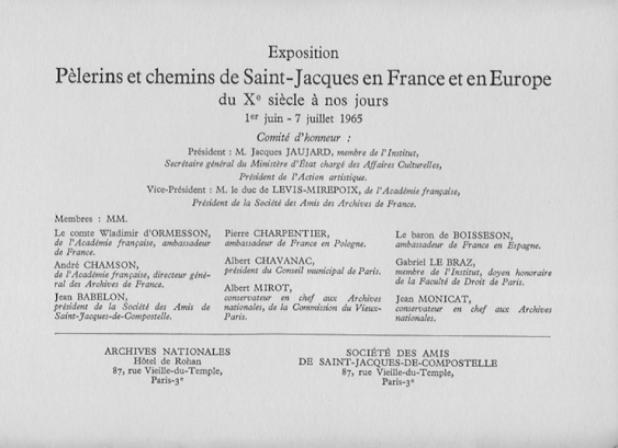 Couverture du livret de l'exposition de 1965 Couverture du livret de l'exposition de 1965
