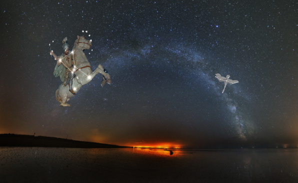 Orion symbole de Saint Jacques dans la Voie lactée (composition de Pierre-Marc Allart) Orion symbole de Saint Jacques dans la Voie lactée (composition de Pierre-Marc Allart)