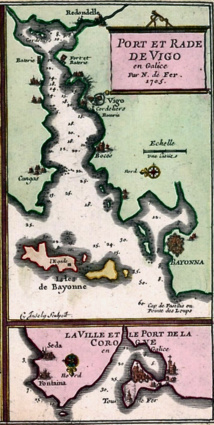 Les les de Bayonne et la rade de VigoNicolas de Fer (1705)