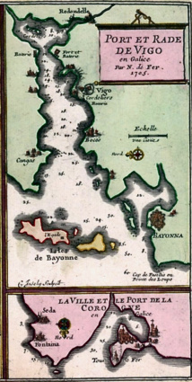 Les les de Bayonne et la rade de VigoNicolas de Fer (1705)