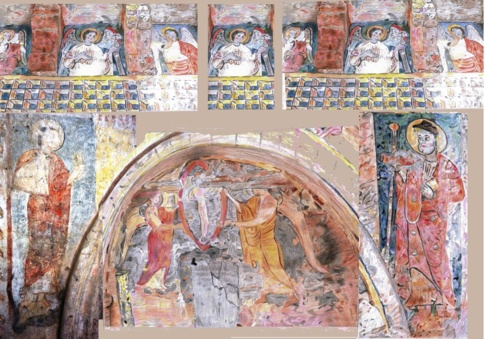 Enfeu n°4, reconstitution du décor mural (dessins Janine Michel, montage Pierre-Marc Allart) Enfeu n°4, reconstitution du décor mural (dessins Janine Michel, montage Pierre-Marc Allart)