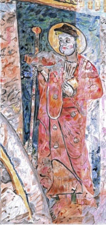 A droite de l'enfeu, saint Jacques (dessin Janine Michel)