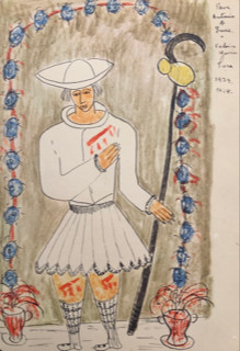 SANTO PEREGRINO, 20,9 x14,6. Encre et crayons de couleur sur papier, Grenade 1926 SANTO PEREGRINO, 20,9 x14,6. Encre et crayons de couleur sur papier, Grenade 1926