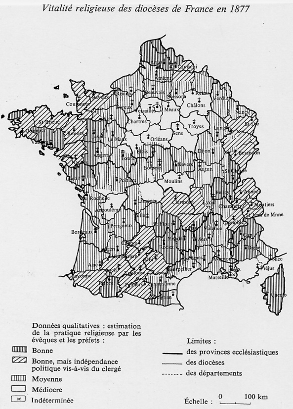 Carte établie par Jacques Gadille, en 1877
