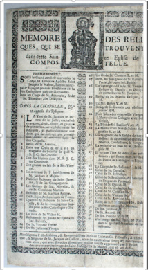 Mémoire des reliques de Compostelle A.D. 24, J2041-18v° (Cl. A.D. 24) Mémoire des reliques de Compostelle A.D. 24, J2041-18v° (Cl. A.D. 24)
