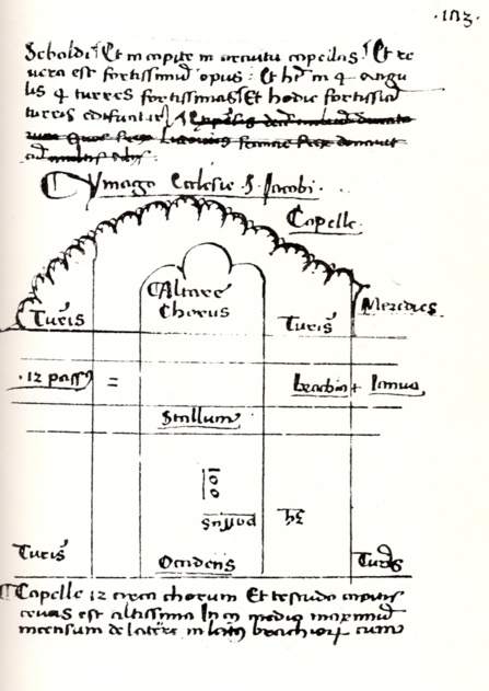Plan de la cathédrale de Compostelle rapporté par Jérôme Münzer