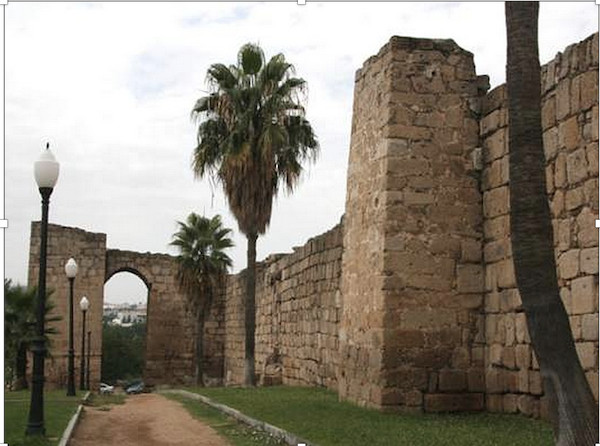 La Alcanzaba arabe, muraille dans laquelle a été trouvée la pierre