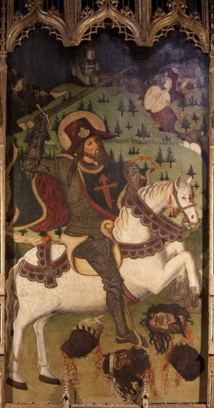 Le retable avec saint Jacques sur le panneau central, la Chapelle de Alcazar à Segovia, Espagne.