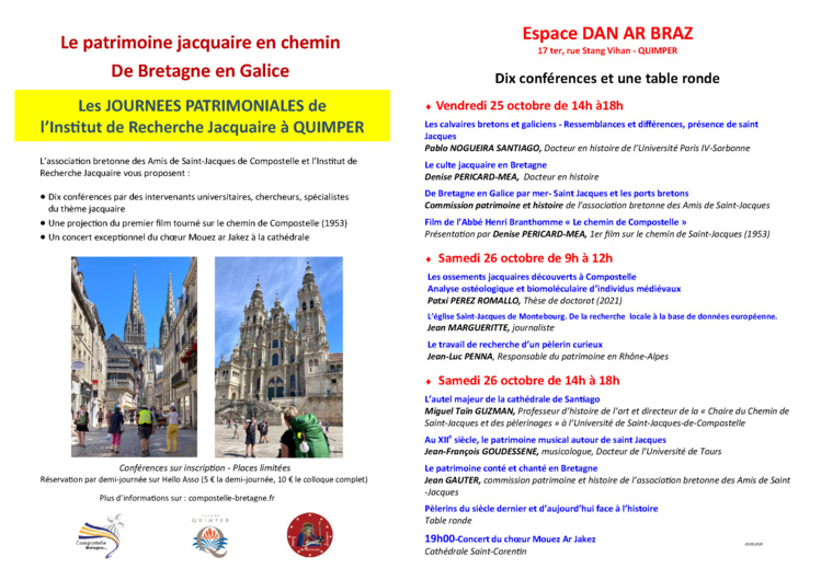 Quimper 25-26 octobre 2024, les Patrimoniales de l'IRJ Quimper 25-26 octobre 2024, les Patrimoniales de l'IRJ