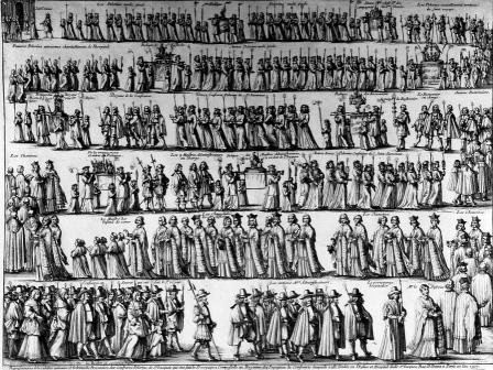 Grande procession de Saint-Jacques aux pèlerins à Paris (estampe du musée Carnavalet)