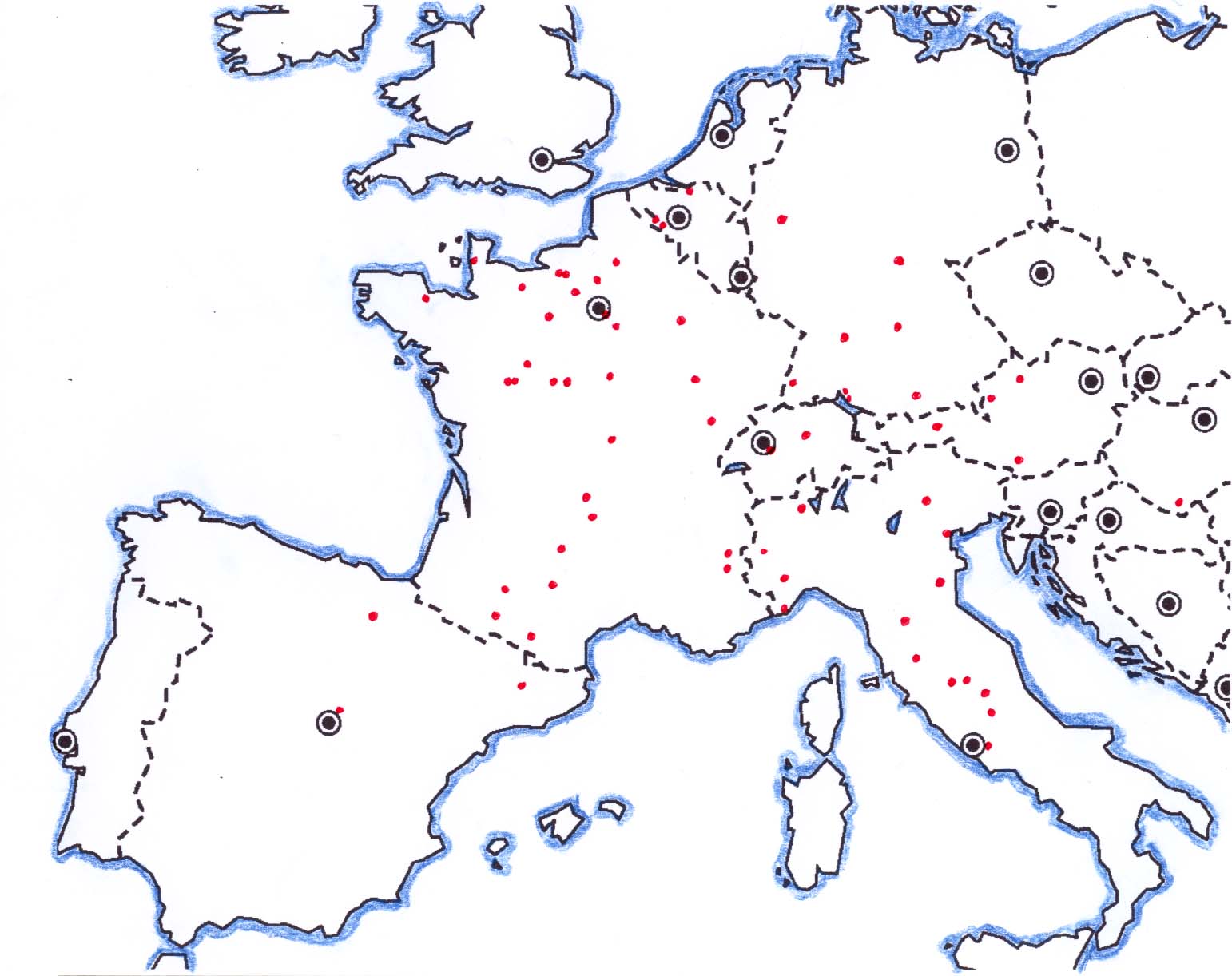 Cette carte des représentations du pendu-dépendu en Europe montre qu'elles ne sont pas liées à des chemins vers Compostelle