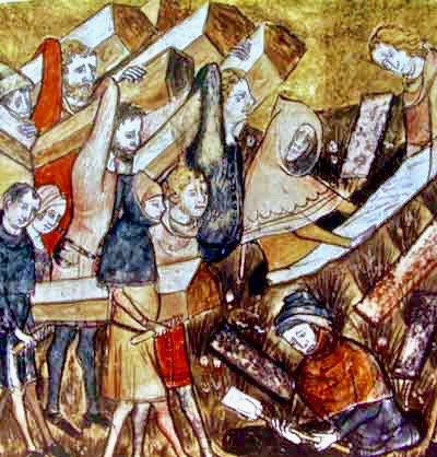 Peste Noire, enterrement des morts G. Li Muisis (1272-1352)