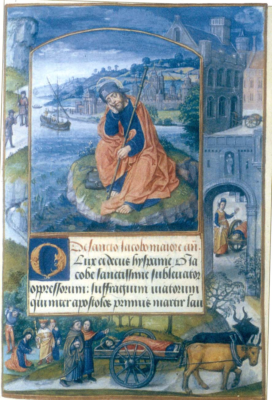 Saint Jacques arrivant de Jérusalem sur un rocher
