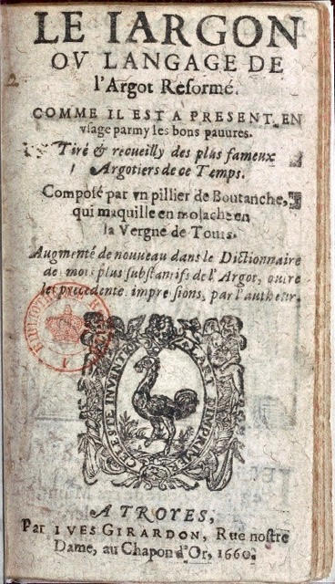 Le Jargon ou Langage de l’Argot reformé