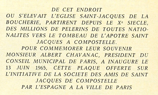 La plaque offerte par l'Espagne en 1965
