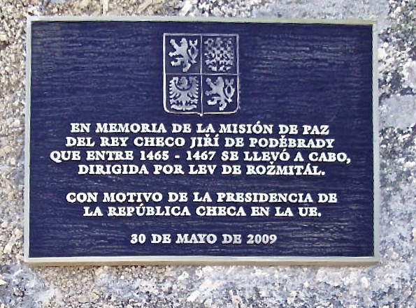 Plaque mémorial du passage de Léon de Rozmital