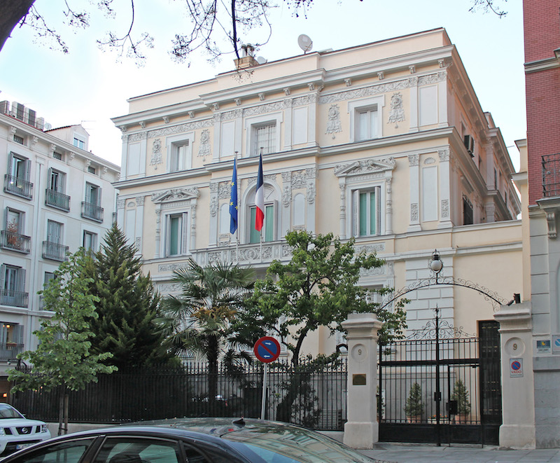 L'ambassade de France à Madrid, dans le palais Arenzana,  acquis par F.Piétri. (cl.L. Garcia)