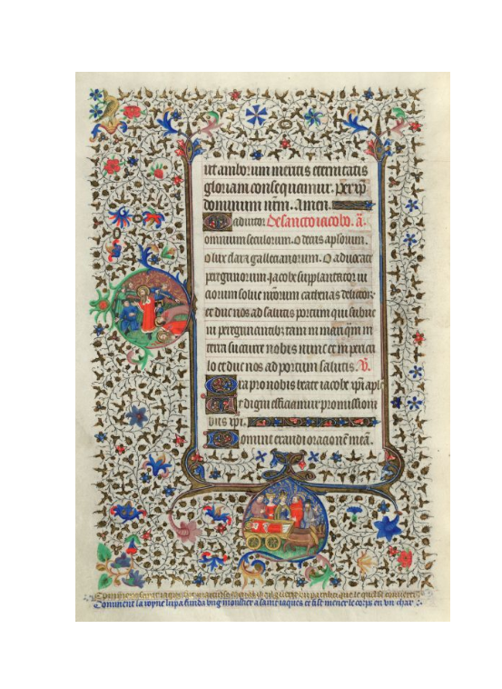 Ms 18850 fol. 263v. Prière Livre d'heures Bedford, en bas, la reine Lupa