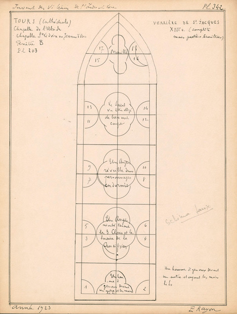 Paris, Médiathèque du Patrimoine, Inventaire des vitraux d’Indre-et-Loire, fenêtre B, Pl. 203