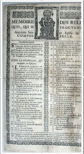 Mémoire des reliques de Compostelle A.D. 24, J2041-18v° (Cl. A.D. 24)