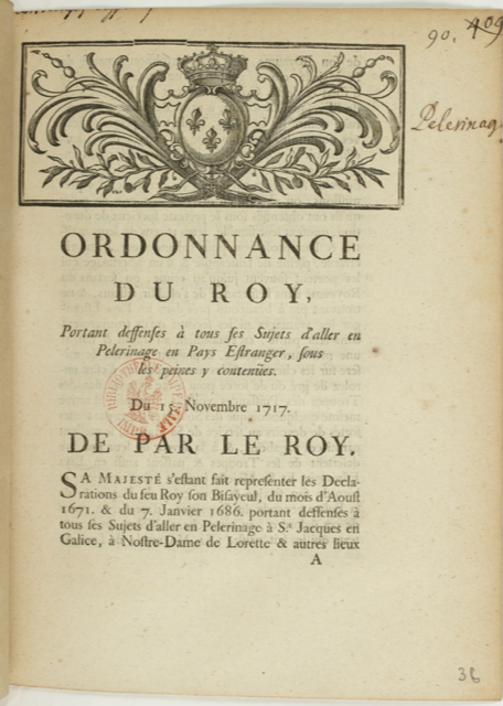 1717, Ordonnance du roy