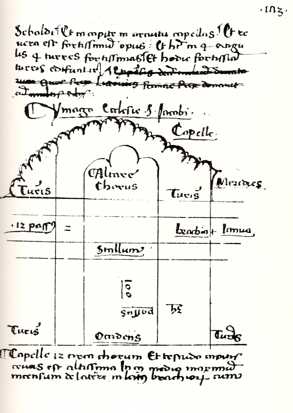 Plan de la cathédrale de Compostelle rapporté par Jérôme Münzer