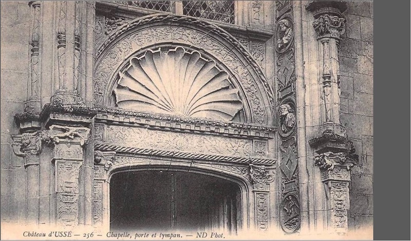 Château d'Usés, ébrasement de la porte de la chapelle