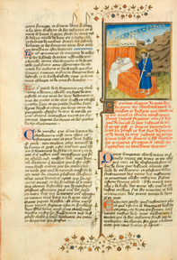 Grandes Chroniques de Saint-Denis, Ms 512 - fol. 105 vO Manuscrit enluminé, vers 1300-1349 - Bibliothèque municipale de Toulouse © Bibliothèque municipale de Toulouse