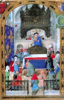 Détail d'une miniature du cartulaire de l'hôpital Saint-Jacques de Tournai