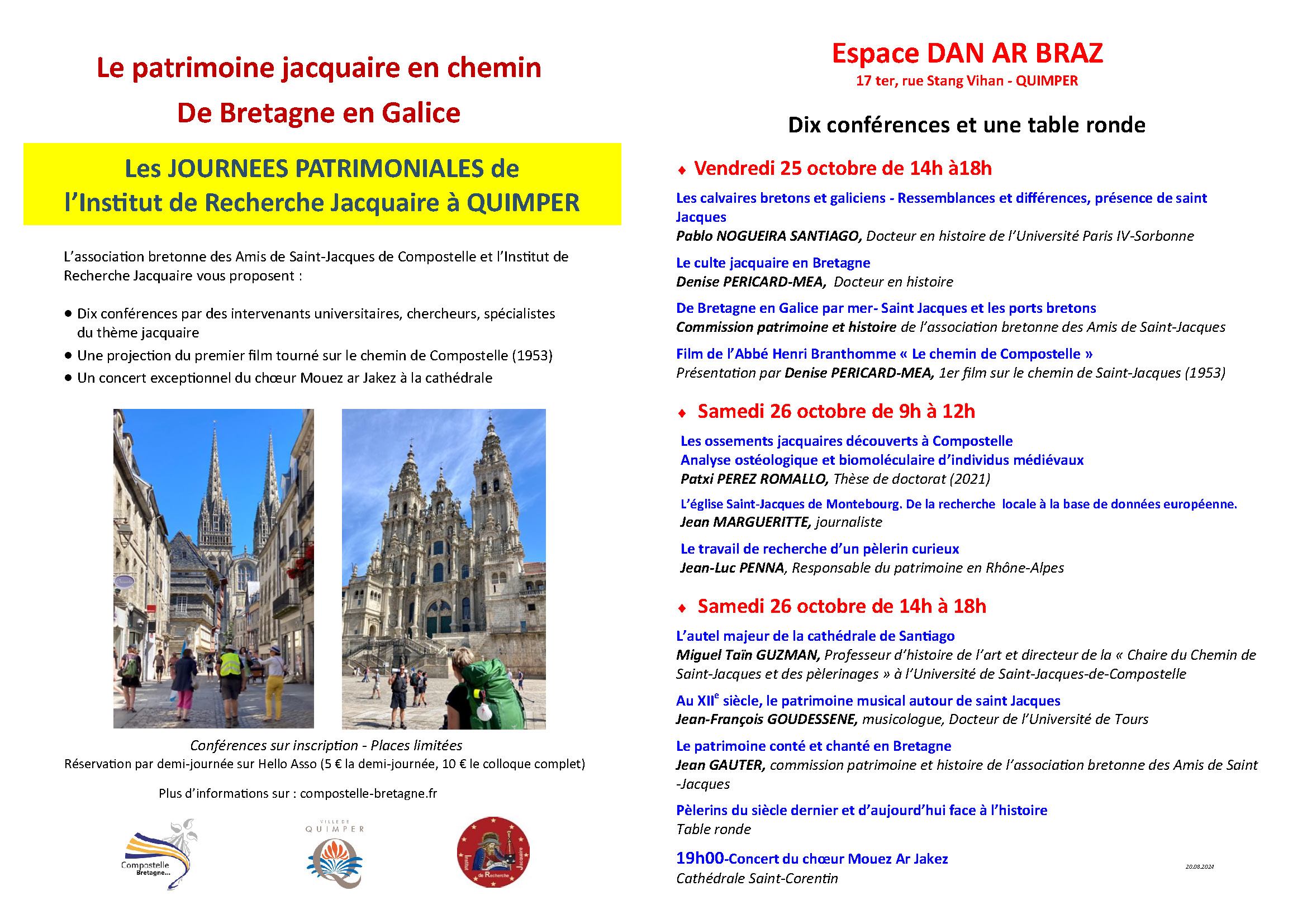 Quimper 25-26 octobre 2024, les Patrimoniales de l'IRJ Quimper 25-26 octobre 2024, les Patrimoniales de l'IRJ