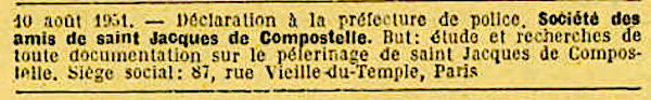1950-1951, Première association jacquaire, étape n° 72
