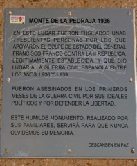 Plaque commémorative stèle de Pedraja