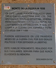 Plaque commémorative stèle de Pedraja